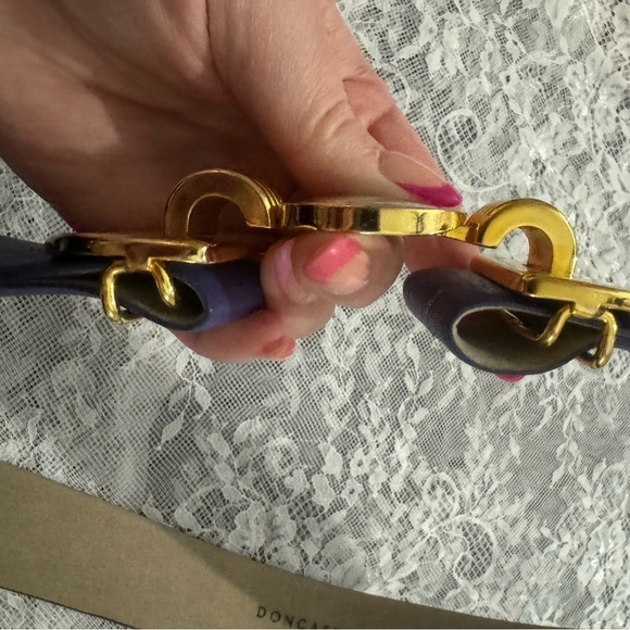 DONCASTER Vintage 80’s Gold & Silver Interlocking Unique Leather Belt Rare Fun main image 6